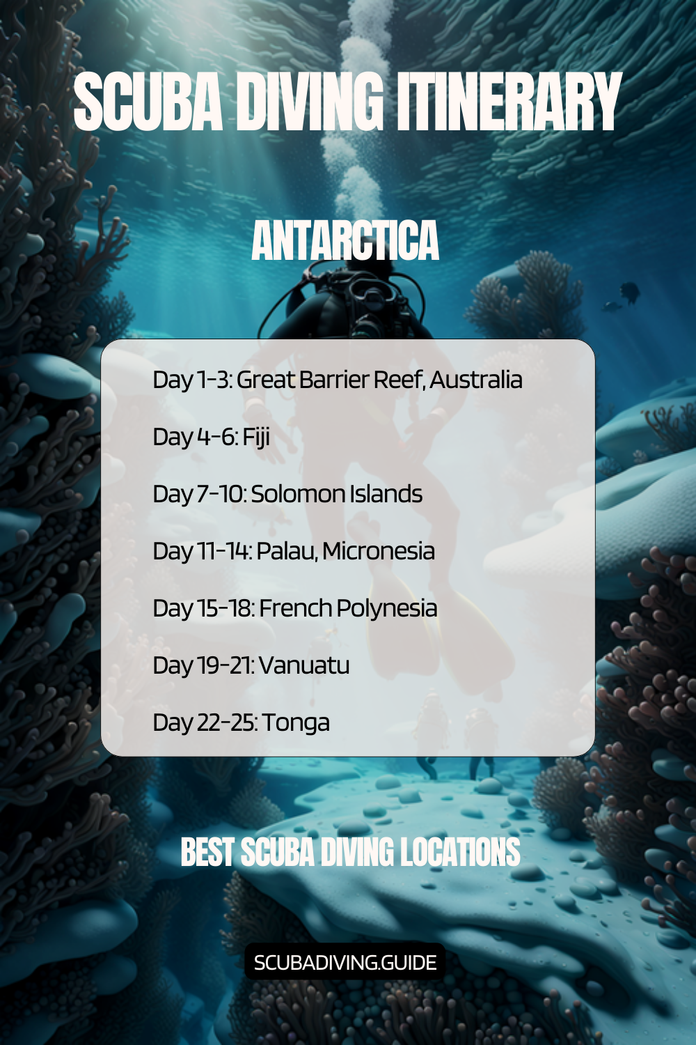 Antarctica Recommended Scuba Diving Itinerary