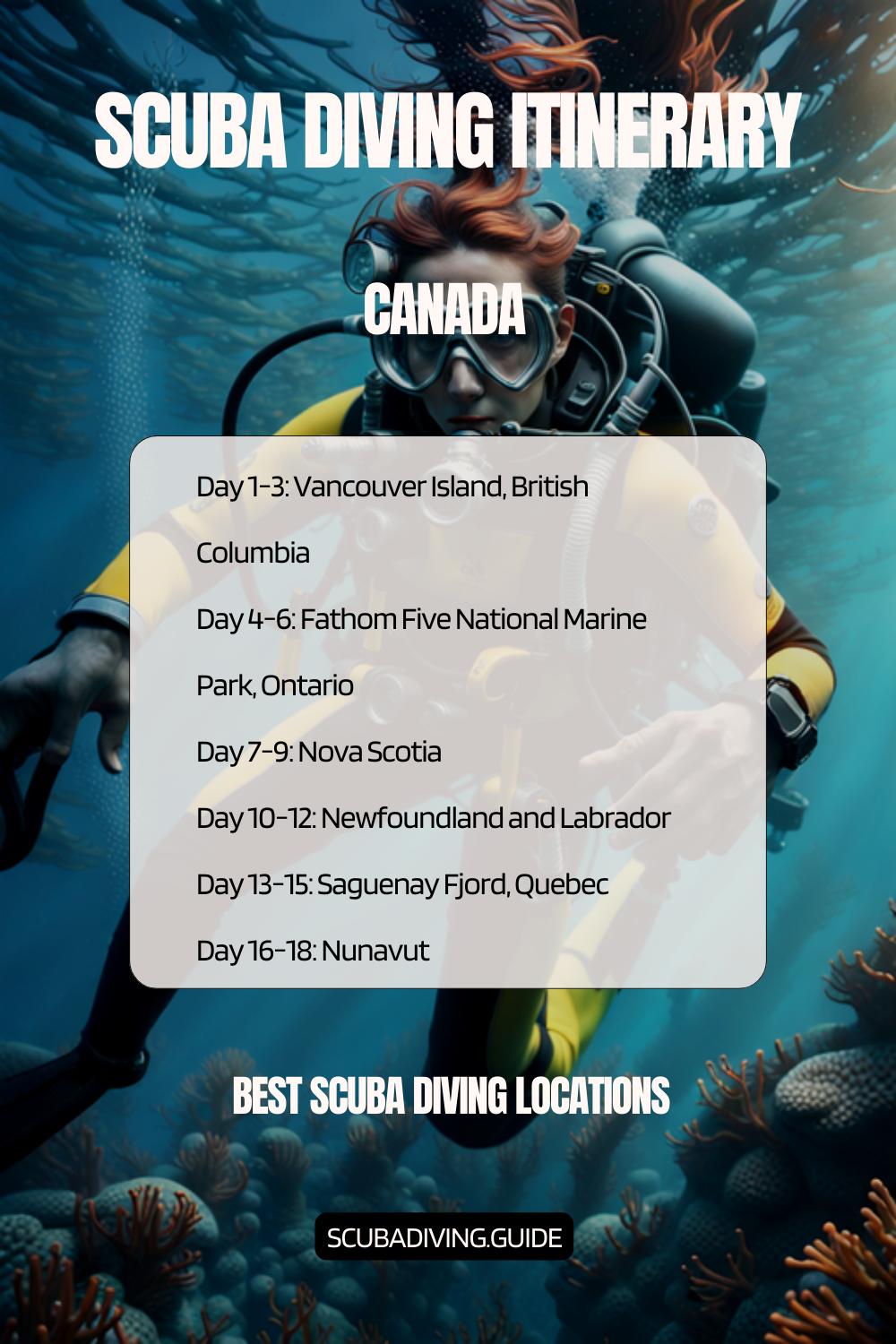 Canada Recommended Scuba Diving Itinerary