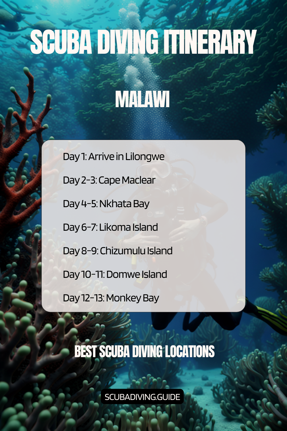 Malawi Recommended Scuba Diving Itinerary