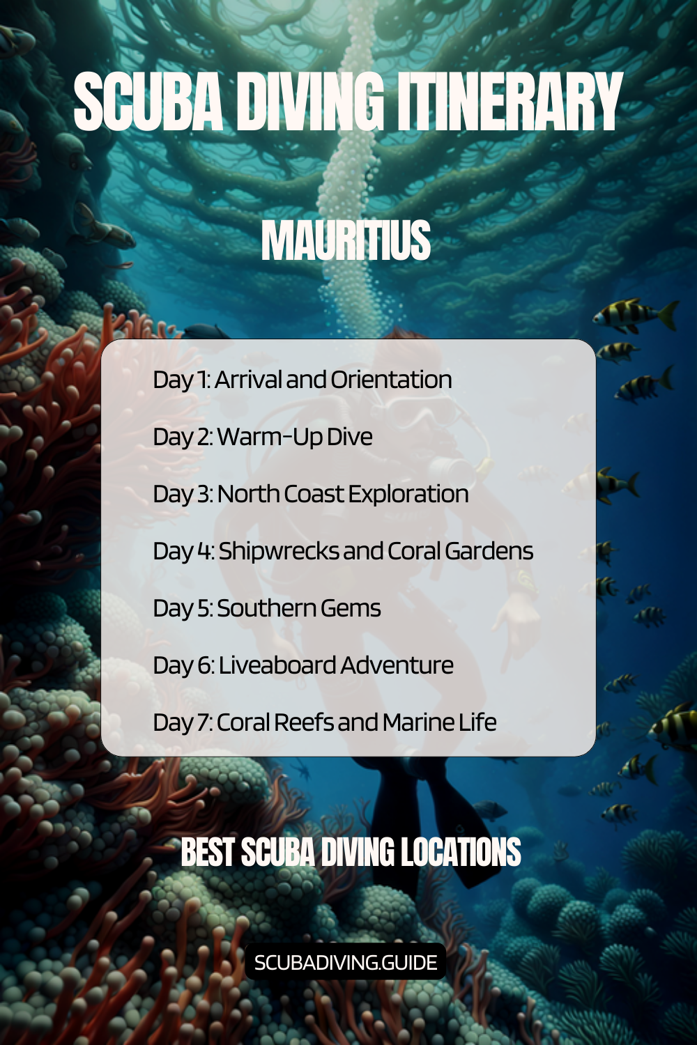 Mauritius Recommended Scuba Diving Itinerary