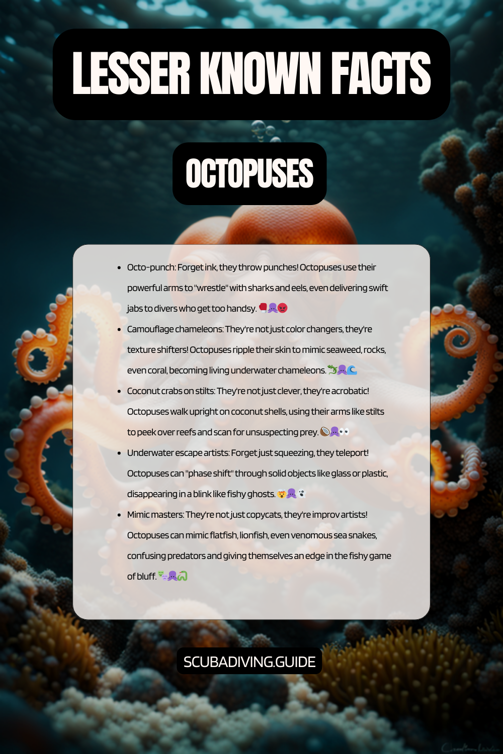 lesser known facts Octopuses