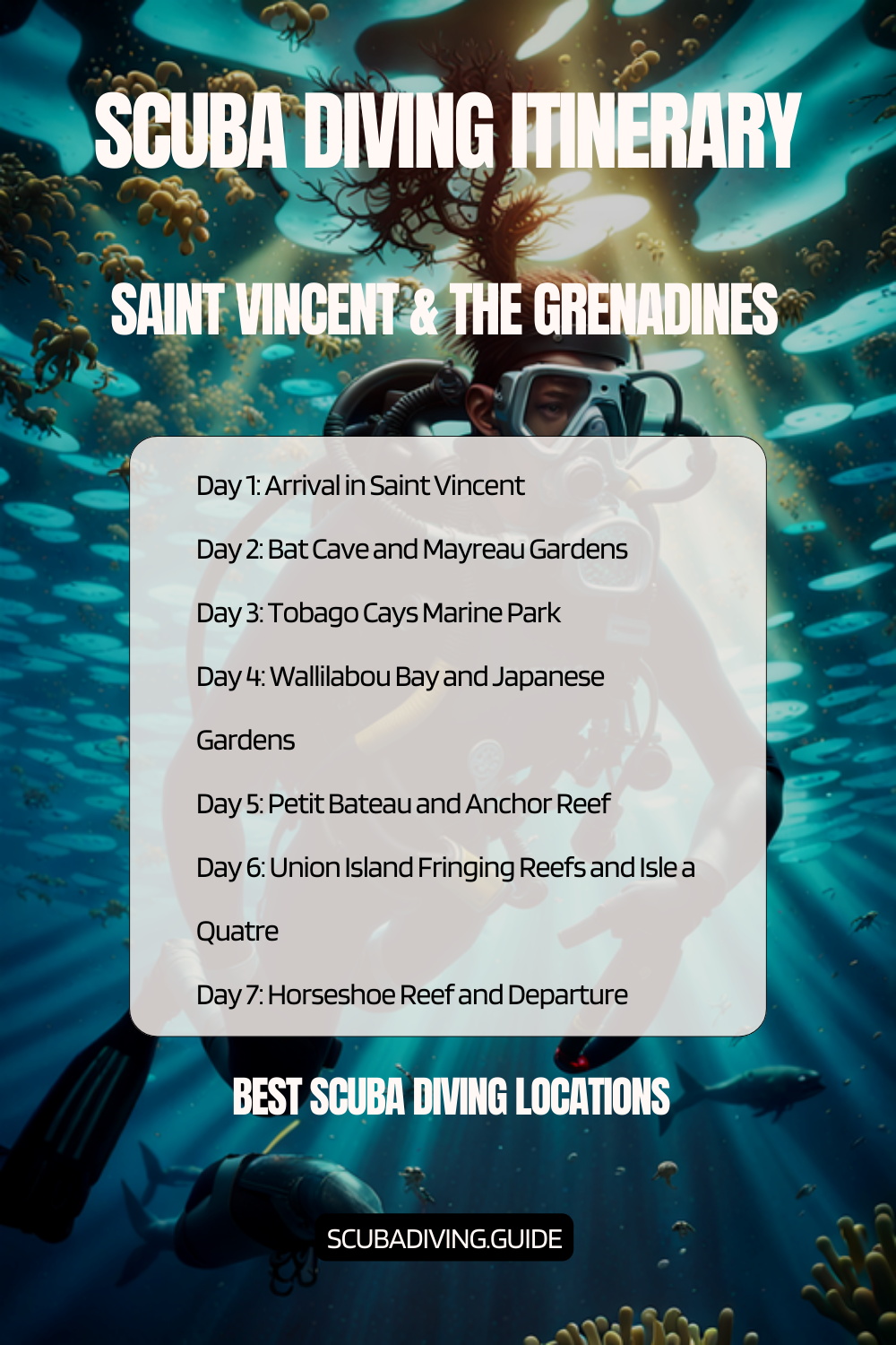 Saint Vincent & The Grenadines Recommended Scuba Diving Itinerary
