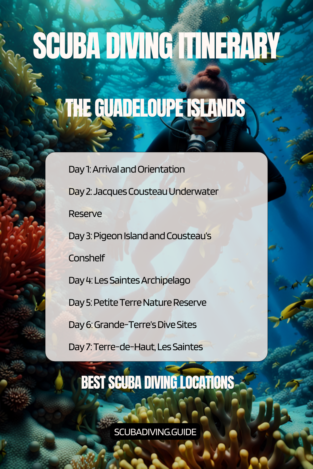Guadeloupe Islands Recommended Scuba Diving Itinerary