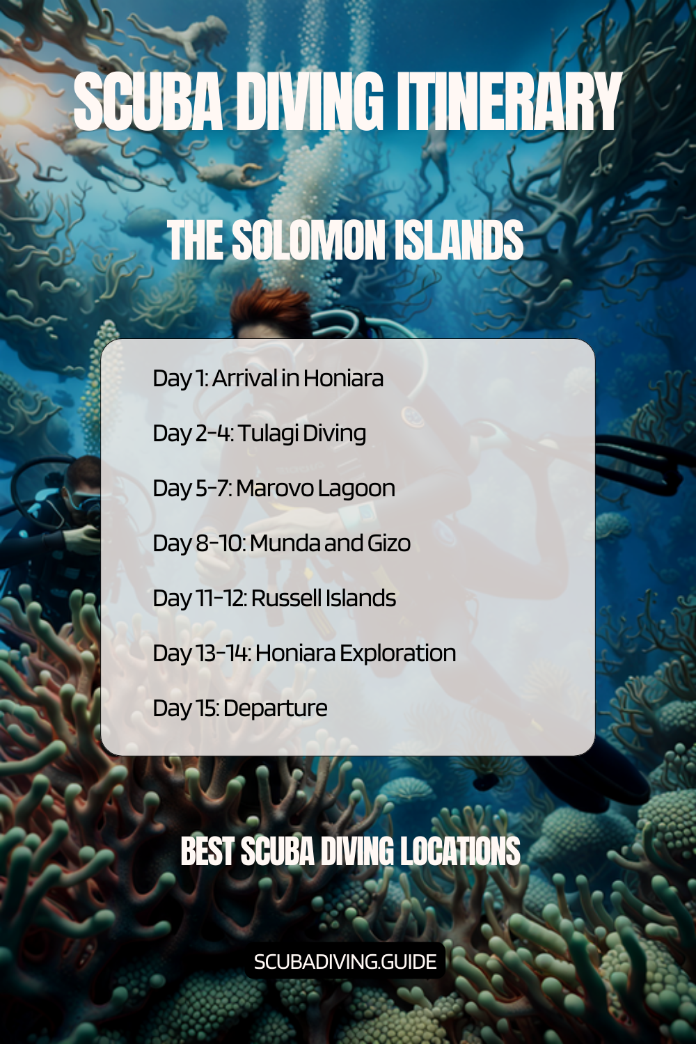 Solomon Islands Recommended Scuba Diving Itinerary